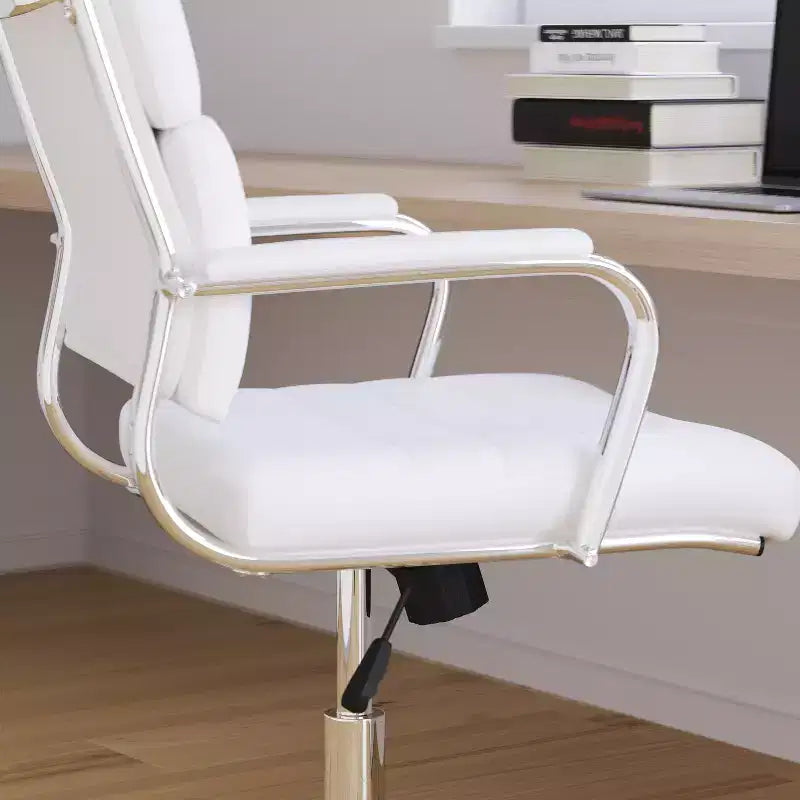 Chaise de bureau ergonomique Merrick Lane à dossier haut avec accoudoirs rembourrés en métal, chaise de bureau pivotante de direction