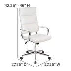 Chaise de bureau ergonomique Merrick Lane à dossier haut avec accoudoirs rembourrés en métal, chaise de bureau pivotante de direction