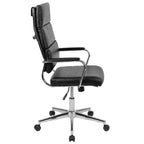 Chaise de bureau ergonomique Merrick Lane à dossier haut avec accoudoirs rembourrés en métal, chaise de bureau pivotante de direction