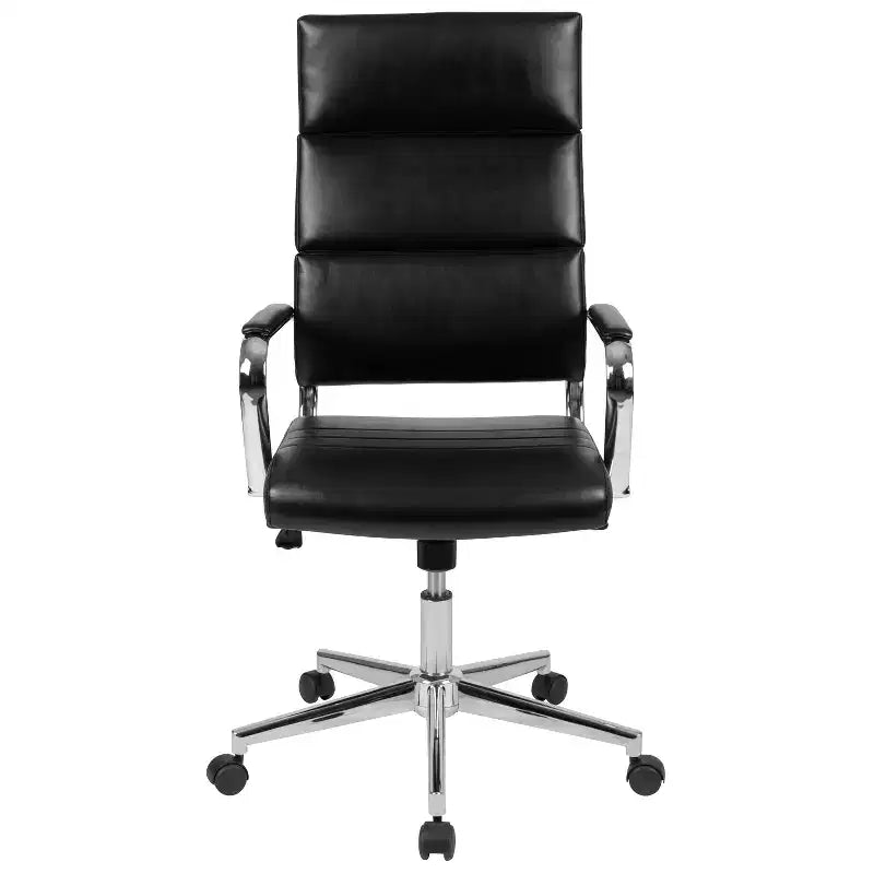Chaise de bureau ergonomique Merrick Lane à dossier haut avec accoudoirs rembourrés en métal, chaise de bureau pivotante de direction