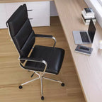 Chaise de bureau ergonomique Merrick Lane à dossier haut avec accoudoirs rembourrés en métal, chaise de bureau pivotante de direction