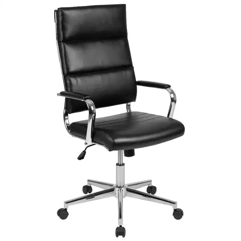Chaise de bureau ergonomique Merrick Lane à dossier haut avec accoudoirs rembourrés en métal, chaise de bureau pivotante de direction