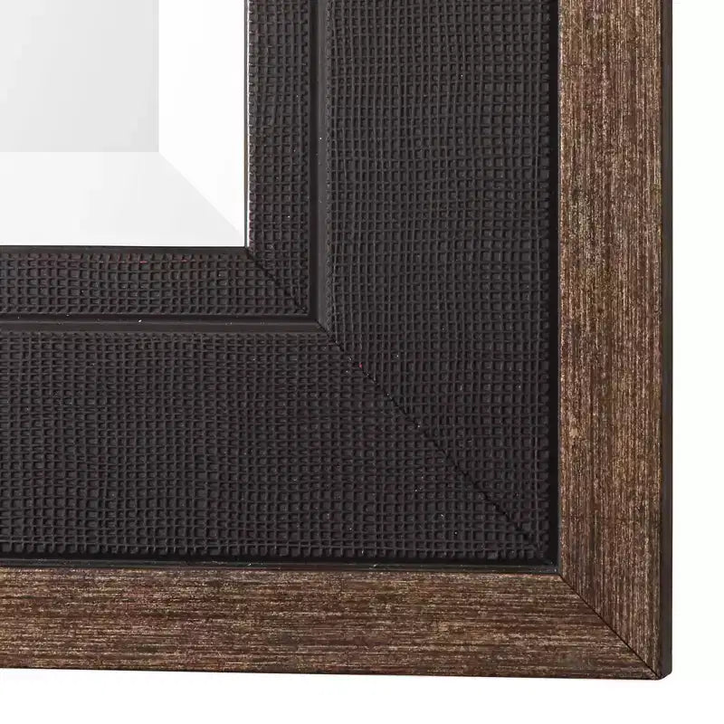 Miroir mural décoratif rectangulaire Uttermost, cadre en bois rustique biseauté, noir bronze vieilli, 76 cm de large, pour salle de bain, chambre, maison