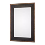 Miroir mural décoratif rectangulaire Uttermost, cadre en bois rustique biseauté, noir bronze vieilli, 76 cm de large, pour salle de bain, chambre, maison