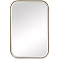Uttermost Rectangular Vanity Accent Wall Mirror Modern Beveled Antique Gold Iron Frame 20 1/4 Wide for Bathroom Bedroom Home