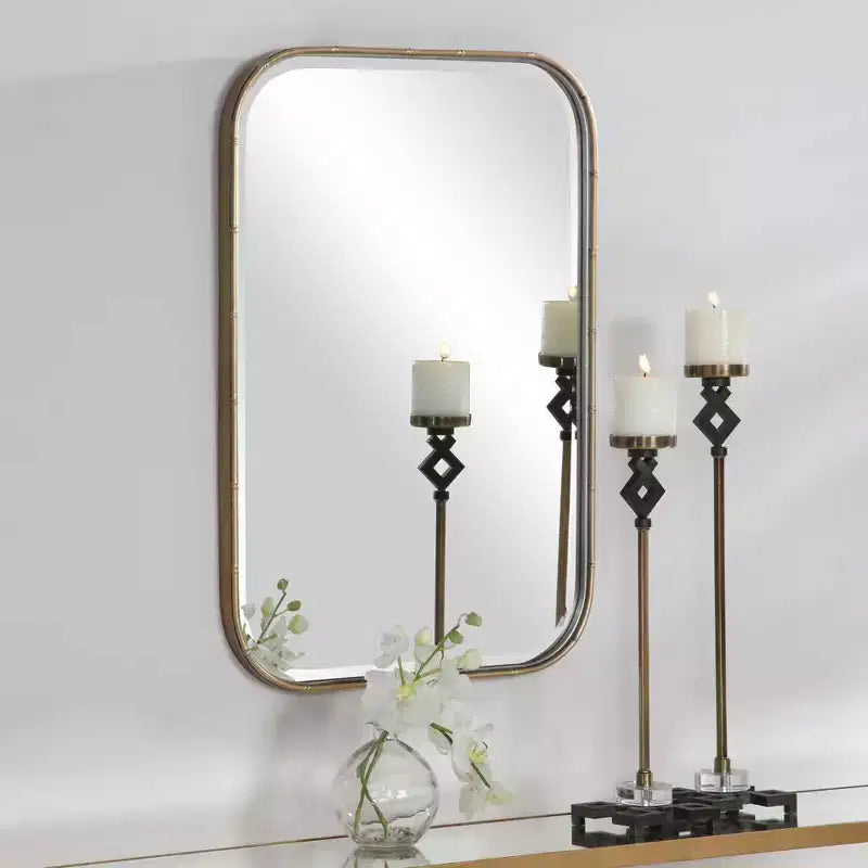 Miroir mural rectangulaire Uttermost, miroir d'appoint moderne avec cadre en fer doré antique biseauté, 51,4 cm de large, pour salle de bain, chambre, maison