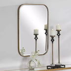 Miroir mural rectangulaire Uttermost, miroir d'appoint moderne avec cadre en fer doré antique biseauté, 51,4 cm de large, pour salle de bain, chambre, maison