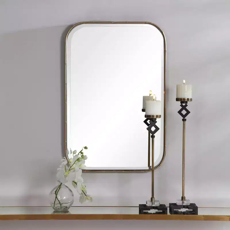 Miroir mural rectangulaire Uttermost, miroir d'appoint moderne avec cadre en fer doré antique biseauté, 51,4 cm de large, pour salle de bain, chambre, maison