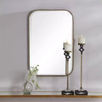 Miroir mural rectangulaire Uttermost, miroir d'appoint moderne avec cadre en fer doré antique biseauté, 51,4 cm de large, pour salle de bain, chambre, maison