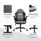 Chaise de bureau Vinsetto ergonomique pour gamer, style baquet, en simili cuir PU, inclinable, avec roulettes pivotantes, Noir / Gris