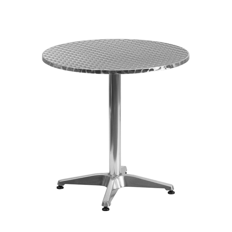 Table d'intérieur/extérieur à plateau lisse en aluminium rond de 27,5 po avec base