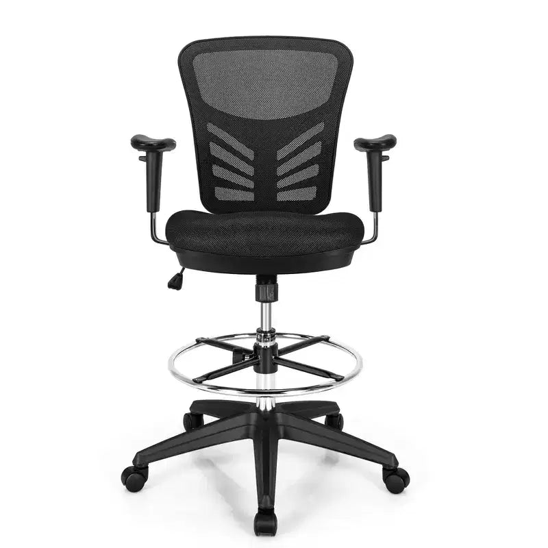 Costway Chaise de bureau avec accoudoirs réglables et repose-pieds
