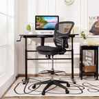 Costway Chaise de bureau avec accoudoirs réglables et repose-pieds