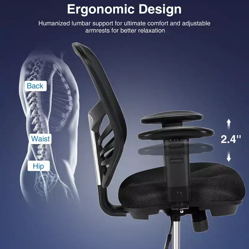 Costway Chaise de bureau avec accoudoirs réglables et repose-pieds