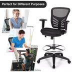 Costway Chaise de bureau avec accoudoirs réglables et repose-pieds