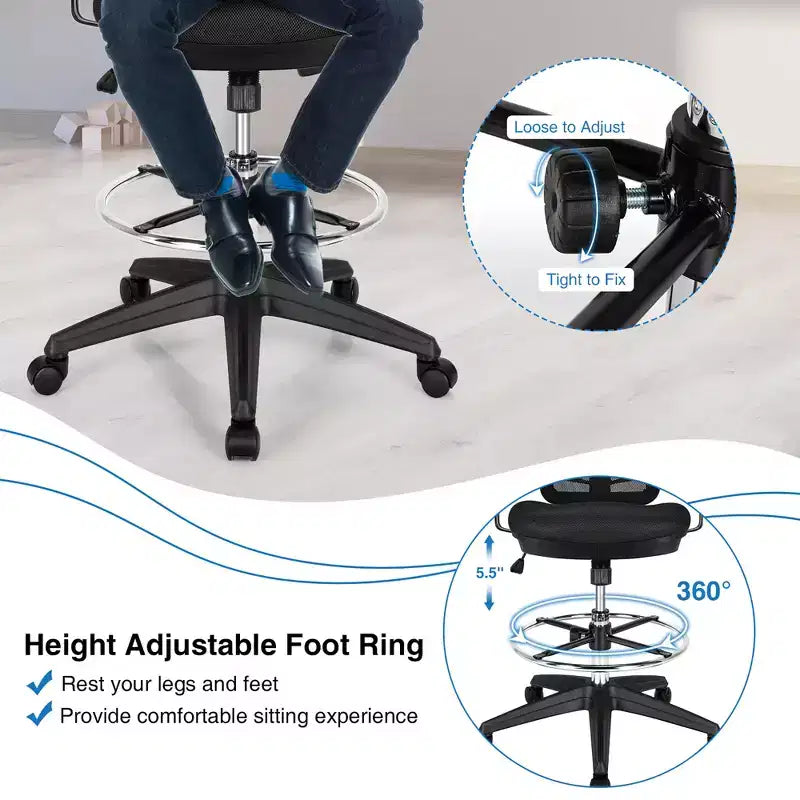 Costway Chaise de bureau avec accoudoirs réglables et repose-pieds