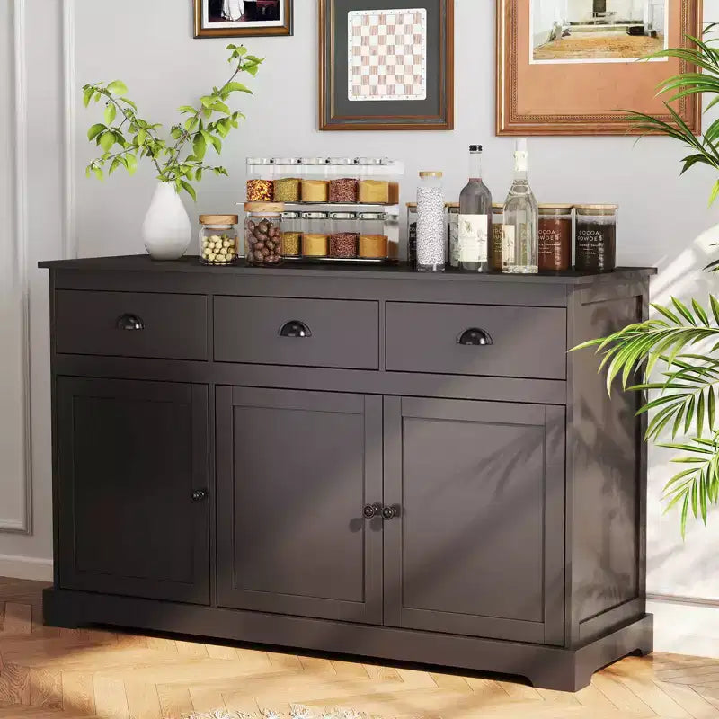 Meuble de rangement Costway 53,5 avec 3 tiroirs et 2 étagères réglables Buffet de salle à manger