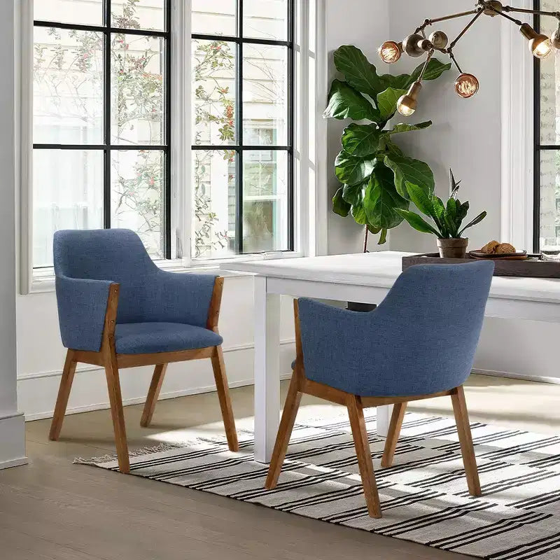 Set of 2 Renzo Fabric Wood Dining Chairs - Armen Living