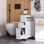 HOMCOM 6,25 x 20,5 x 28,25 Meuble de rangement latéral de salle de bain étroit à roulettes en bois