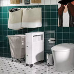 HOMCOM 6,25 x 20,5 x 28,25 Meuble de rangement latéral de salle de bain étroit à roulettes en bois