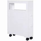 HOMCOM 6,25 x 20,5 x 28,25 Meuble de rangement latéral de salle de bain étroit à roulettes en bois