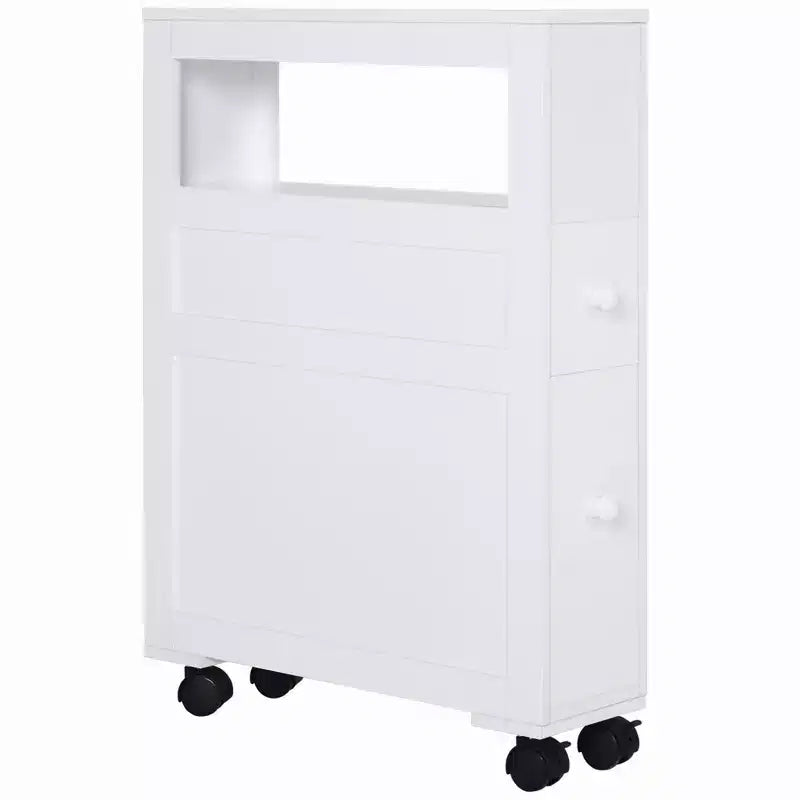 HOMCOM 6,25 x 20,5 x 28,25 Meuble de rangement latéral de salle de bain étroit à roulettes en bois
