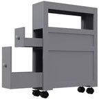 HOMCOM 6,25 x 20,5 x 28,25 Meuble de rangement latéral de salle de bain étroit à roulettes en bois
