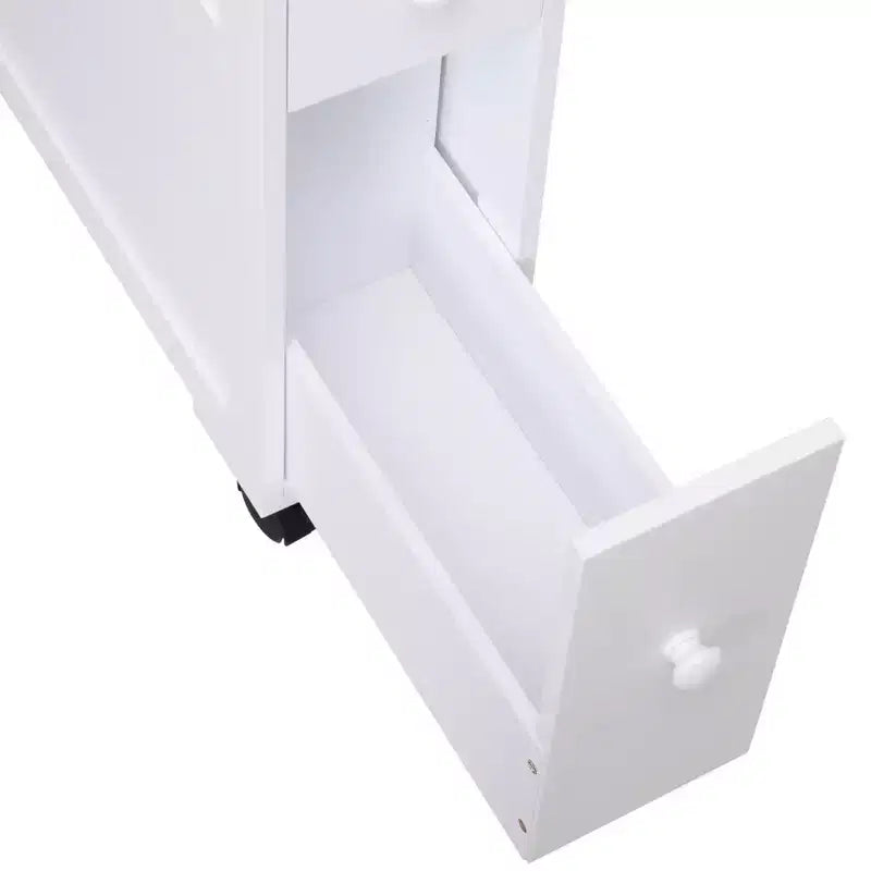 HOMCOM 6,25 x 20,5 x 28,25 Meuble de rangement latéral de salle de bain étroit à roulettes en bois