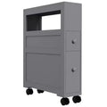 HOMCOM 6,25 x 20,5 x 28,25 Meuble de rangement latéral de salle de bain étroit à roulettes en bois