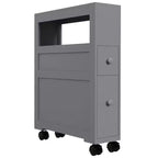 HOMCOM 6,25 x 20,5 x 28,25 Meuble de rangement latéral de salle de bain étroit à roulettes en bois