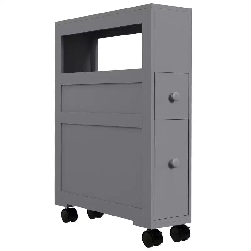 HOMCOM 6,25 x 20,5 x 28,25 Meuble de rangement latéral de salle de bain étroit à roulettes en bois