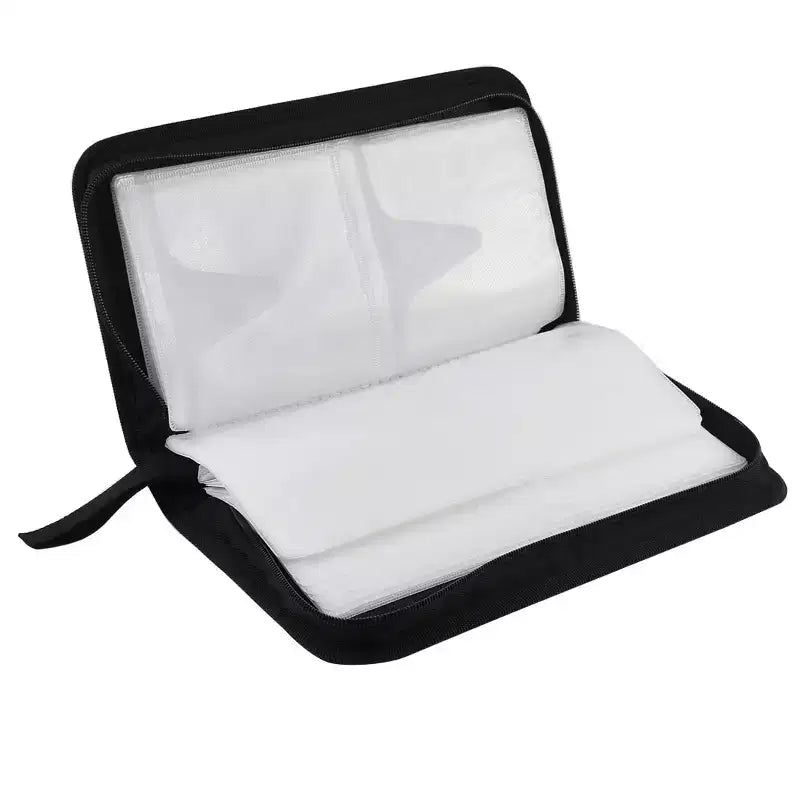 Unique Bargains Fermeture éclair Portable Disque CD DVD Organisateur de rangement Nylon Racks de rangement de médias 11,2x6x2 Noir Vert 1 Pc
