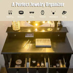 Costway Coiffeuse de Maquillage avec 5 Tiroirs et 12 Ampoules LED Noir