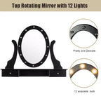Costway Coiffeuse de Maquillage avec 5 Tiroirs et 12 Ampoules LED Noir