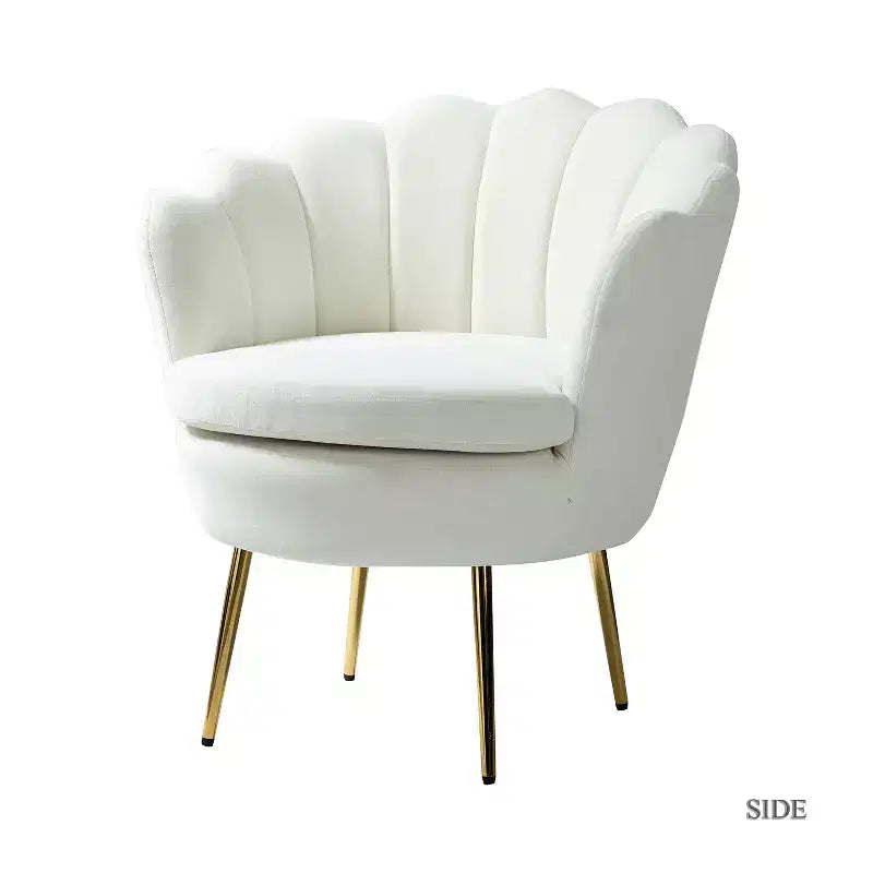 Yves Living Room Accent Chair Comfy Barrel Chair with Golden Metal Legs | Karat Home