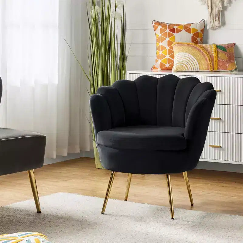 Fauteuil d'appoint de salon Yves Fauteuil club confortable avec pieds en métal doré | Karat Home