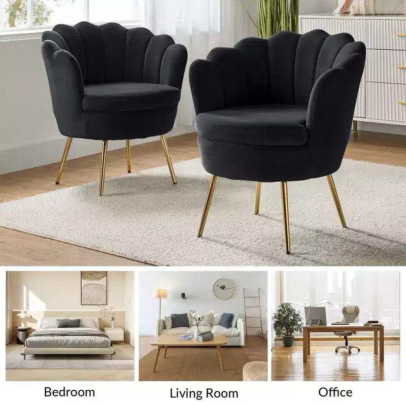 Fauteuil d'appoint de salon Yves Fauteuil club confortable avec pieds en métal doré | Karat Home