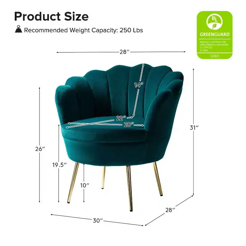 Fauteuil d'appoint de salon Yves Fauteuil club confortable avec pieds en métal doré | Karat Home