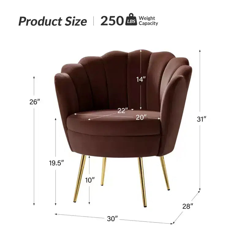 Fauteuil d'appoint de salon Yves Fauteuil club confortable avec pieds en métal doré | Karat Home