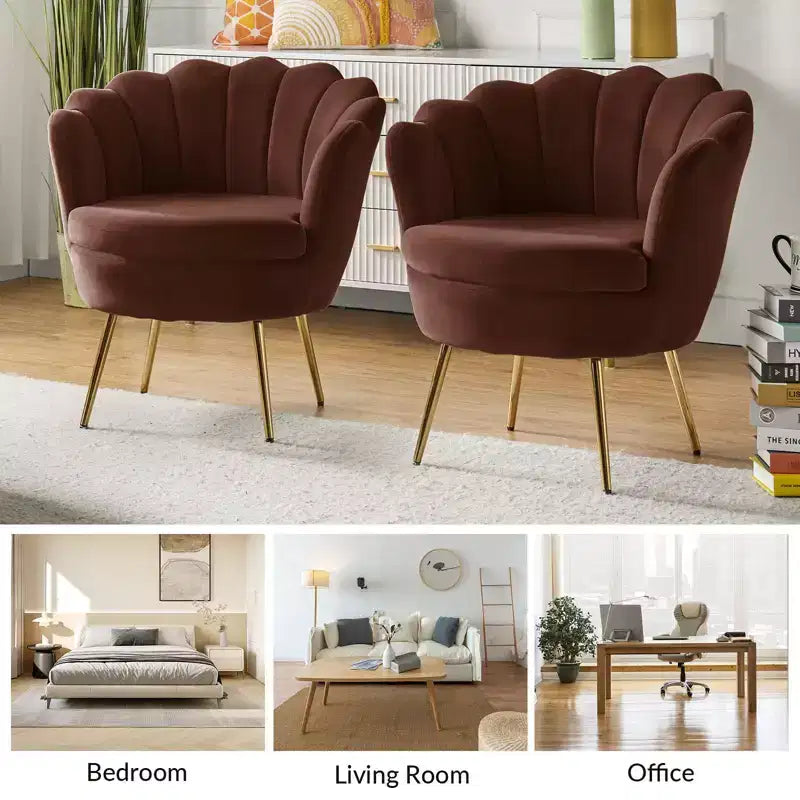 Fauteuil d'appoint de salon Yves Fauteuil club confortable avec pieds en métal doré | Karat Home