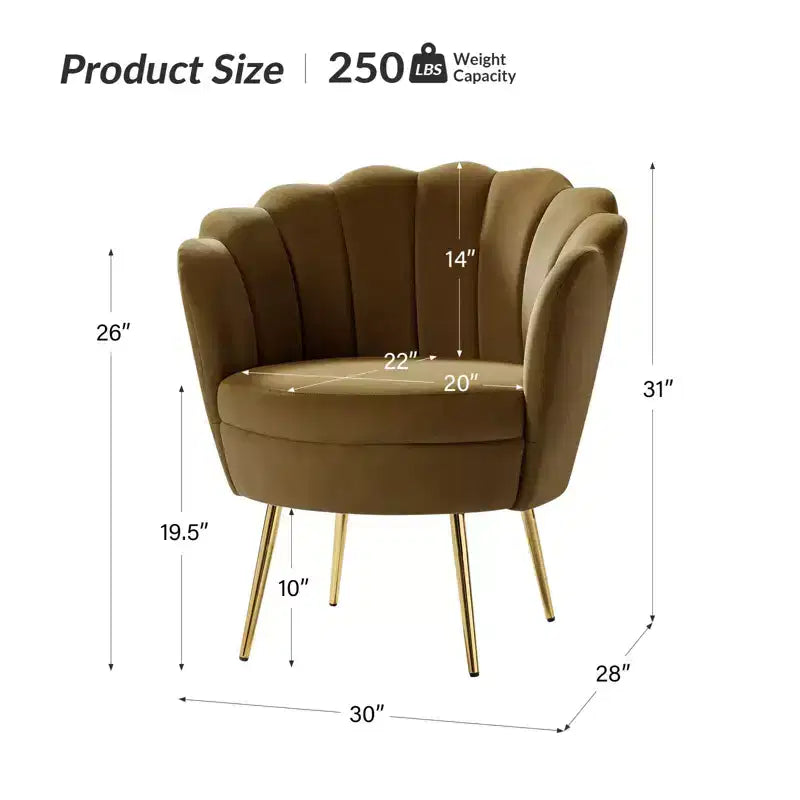 Fauteuil d'appoint de salon Yves Fauteuil club confortable avec pieds en métal doré | Karat Home