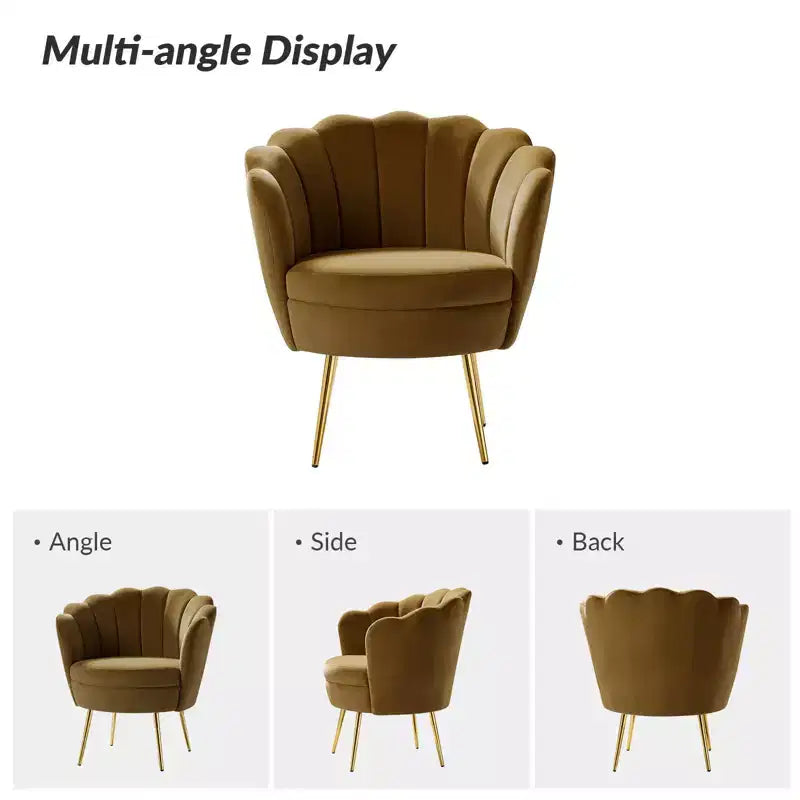 Fauteuil d'appoint de salon Yves Fauteuil club confortable avec pieds en métal doré | Karat Home
