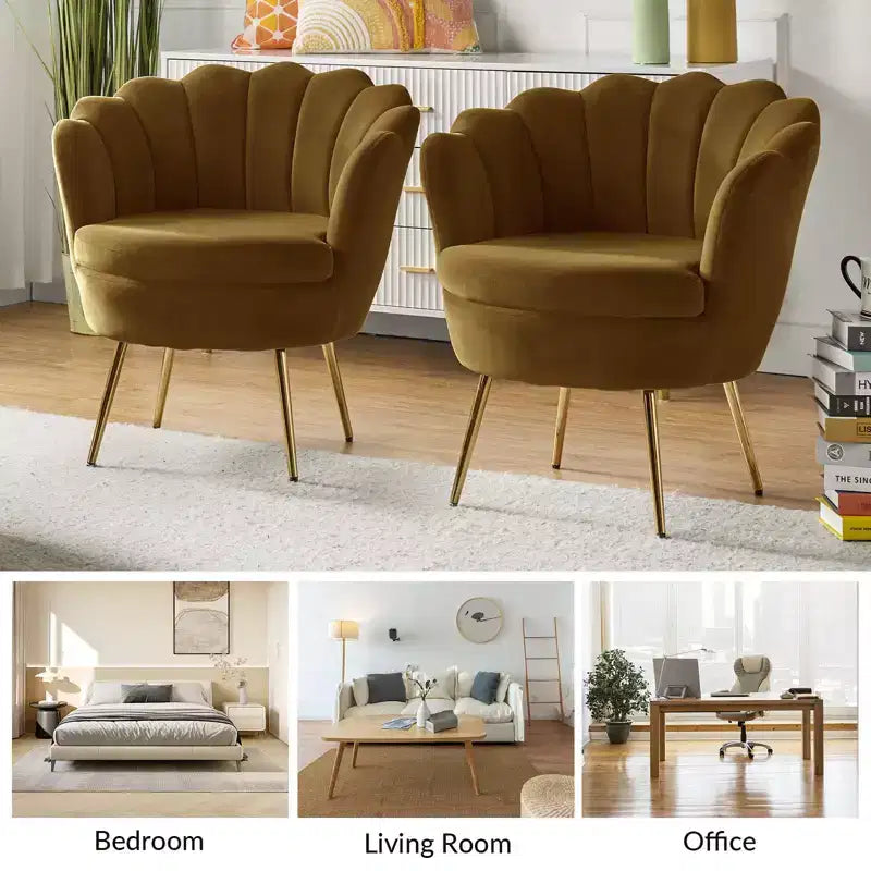 Fauteuil d'appoint de salon Yves Fauteuil club confortable avec pieds en métal doré | Karat Home
