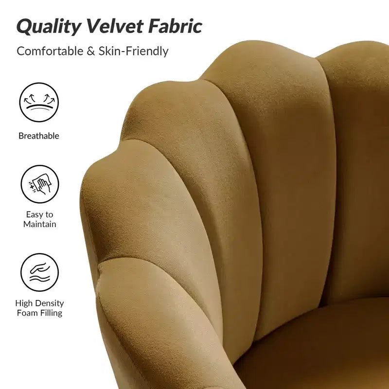 Fauteuil d'appoint de salon Yves Fauteuil club confortable avec pieds en métal doré | Karat Home