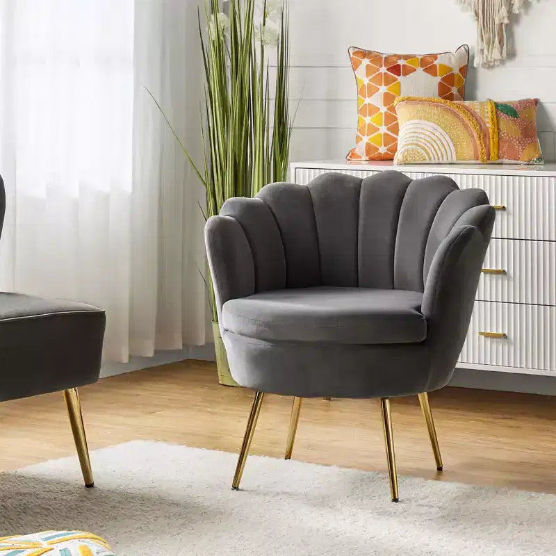 Fauteuil d'appoint de salon Yves Fauteuil club confortable avec pieds en métal doré | Karat Home
