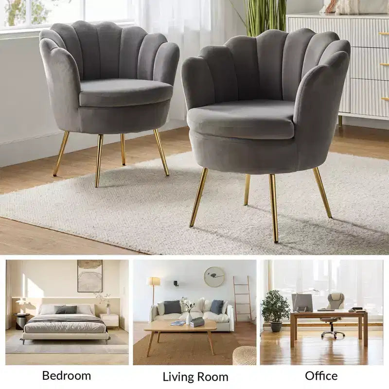 Fauteuil d'appoint de salon Yves Fauteuil club confortable avec pieds en métal doré | Karat Home