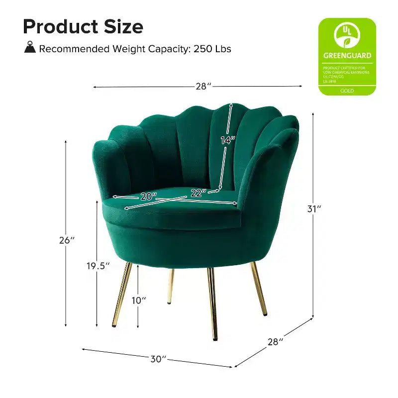 Fauteuil d'appoint de salon Yves Fauteuil club confortable avec pieds en métal doré | Karat Home