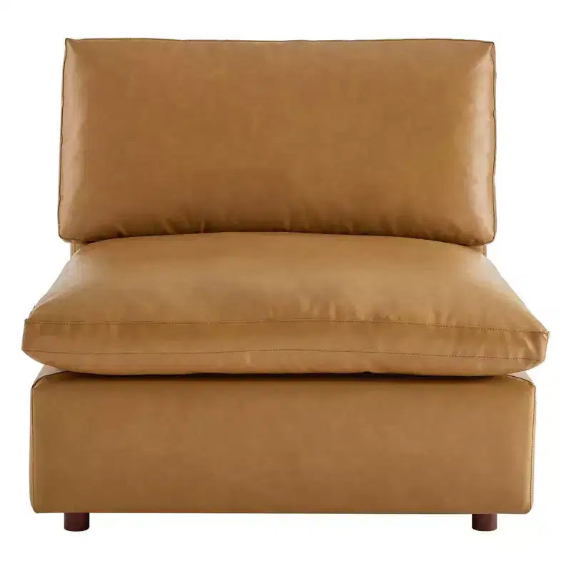 Fauteuil sans accoudoirs en similicuir surpiqué et rembourré Commix Down - Modway