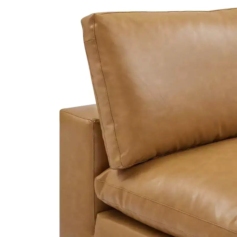 Fauteuil sans accoudoirs en similicuir surpiqué et rembourré Commix Down - Modway