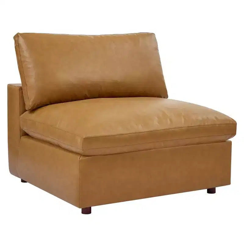 Fauteuil sans accoudoirs en similicuir surpiqué et rembourré Commix Down - Modway